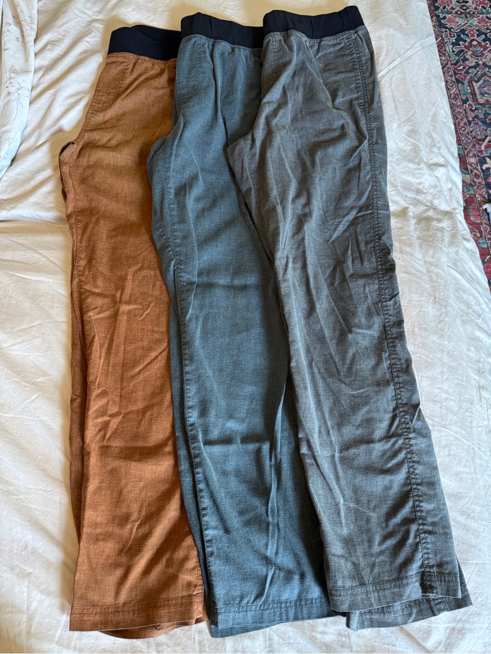 Lot Prana Size Medium Vaha Men's Breathe Hemp Pants - Rust, Slate Blue, Gray